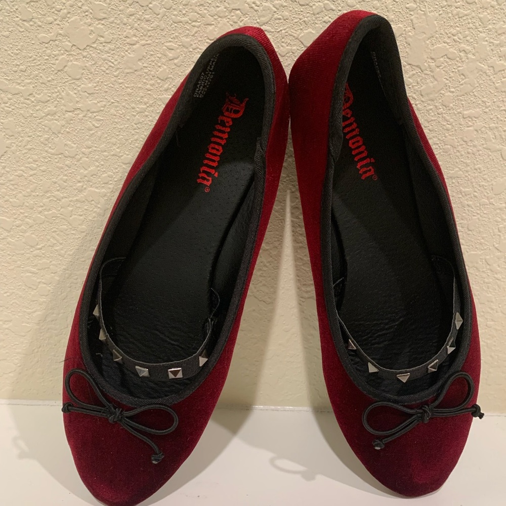 Red Velvet Demonia Ballerina Flats